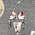 Miniatyrbild 3 av 5: kvinnor Bandage Tie Dye Grimma Bikini Set Vadderade badkläder brasiliansk baddräkt Khaki L