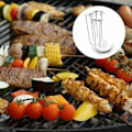 Miniatyrbillede 3 af 5: Kartokner 2 sæt rustfrit stål lodret grillspydstativ Kebabspyd hængende stativholder med 5 retter grillske