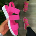 Miniatyrbillede 1 af 2: Kvinder ankelrem flade sandaler Beach Peep Toe sko Red 38