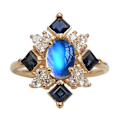 Pikkukuva 1 / 3: Faux Moonstone Square Rhinestone Naisten Sormus Party Kihlaskoru Lahja US 9