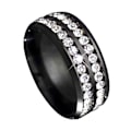 Miniatyrbild 3 av 4: Ring bred bredd Fadeless titan stål dubbla rader strass unisex smycken för bröllopsfest Silver US 7