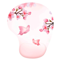 Miniatyrbild 1 av 4: Silikonmusmatta för handleden (RJ-119 rosa fjärilsplockar blommor)