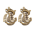Miniatyrbilde 1 av 2: 2 stk Sailboat Dragon Nøkkelring Anheng Gjør-det-selv Nøkkel Hengende Dekor Liten Messing Gadget