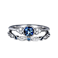 Miniatyrbilde 1 av 4: 2 stk/sett kvinner Cubic Zirconia Innlagt stablebar fingerring bryllupssmykker gave Blue US 8