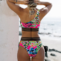 Miniatyrbillede 4 af 5: Kvinder Blade Print Badetøj Polstret Bikini Sæt Beach Rose Red XL