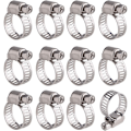 Miniatyrbillede 1 af 5: 12 stykker justerbar slangeklemme rustfrit stål slangeklemmer Clips Fastener (9-16mm)