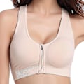 Miniatyrbillede 1 af 4: Kvinder Sports Front Zip Yoga Push Up Polstret BH Apricot M