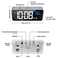Miniatyrbild 2 av 5: LATEC digital väckarklocka, LED-väckarklocka med snooze-funktion, USB portar för laddning (silver)