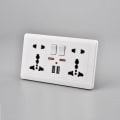 Miniatyrbilde 5 av 5: Multi-Function Stikkontakt Panel Vegg Strømuttak Dobbel 5-hulls Universal Socket Gull