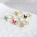 Miniatyrbilde 2 av 5: Dame Ring Sommerfugl Justerbar Åpning Smykker Roterbar Krysantemum Finger Ring For Bryllup E