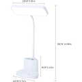Miniatyrbillede 3 af 5: Trådløs skrivebordslampe, LED-bordslampe med 3 lysstyrkeniveauer, bordlampe til børn til soveværelsesbog med USB-opladningsport/pen H