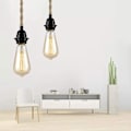 Miniatyrbilde 2 av 5: Retro hamp tau wire serie linje lampe hode bryter socket med bryter tau lysekrone,
