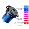 Miniatyrbillede 3 af 5: Rød dobbelt usb port biloplader splitter hurtig opladning til Qc 3.0 med led voltmeter 12v