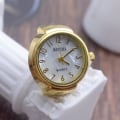 Miniatyrbilde 2 av 4: Klokke Ring Dekorativ Klar Skive Smykker Klokke Kvarts Analog Finger Ring Klokke For Voksen Golden 1