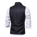 Miniatyrbilde 2 av 3: Menn Lapel Suit Vest Uformell Stilig ensfarget vest L Black