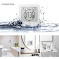 Miniatyrbild 5 av 5: Badrumsklocka Timer Vattentät Badrumstermometer Hygrometer Badrumssmink Kök (Vit)