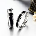 Miniatyrbillede 2 af 5: Mænd Kvinder Sort Band Ring Titanium Rustfrit Stål Modesmykker Lover Gave 4mm US 7