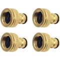 Pikkukuva 1 / 5: 4-osainen messinki puutarhahanan liittimet, 1/2&quot; ja 3/4&quot; 2 in 1 naaras jaettu sovitin