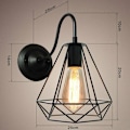 Miniatyrbillede 5 af 5: Pakke Væglampe Diamantform Jern E27 20cm Moderne Industriel Stil til Spisestue Køkken Stue Soveværelse Sort -