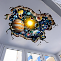 Miniatyrbillede 3 af 5: 3d Broken Cosmic Galaxy vægoverføringsbilleder