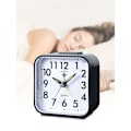 Miniatyrbild 1 av 5: Liten 8 cm svart analog väckarklocka Batteridriven, Tyst, Light On Demand & Snooze, Beep, Soft Wake Up, Alarm Clock