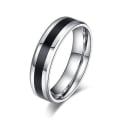 Miniatyrbillede 1 af 5: Mænd Kvinder Sort Band Ring Titanium Rustfrit Stål Modesmykker Lover Gave 4mm US 7