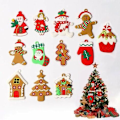 Miniatyrbillede 2 af 5: 12 Pack Gingerbread Man julepynt, juletræspynt med hul og reb, julepynt