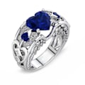 Miniatyrbillede 1 af 5: Kvinder ring hul ud hjerte smykker galvanisering mode udseende fingerring til bryllup Blue US 7