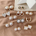 Miniatyrbillede 2 af 5: Ørering Pearl Geometry Stud piger&#39; Modesmykker Ac3576 A62