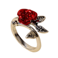 Miniatyrbillede 1 af 5: To-tonet tynd kobber forlovelsesring kvinder rosenblomst blade ring smykker Accessaries Red
