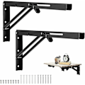 Miniatyrbillede 1 af 5: Sort væg foldebeslag, 500 X 170 mm foldekonsol beslag, kraftigt foldebeslag, foldehylde beslag til garage W