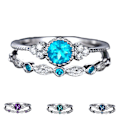 Miniatyrbild 5 av 5: 2st/ set Utsökt slät yta Bröllopsringar Legering Enkel Cubic Zirconia Ringar Charm Smycken Purple US 10