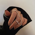 Miniatyrbillede 5 af 5: Dobbelt Finger Kædering Stabelbar Justerbar Unisex To Layers Kædeåbningsring Smykkegaver Silver