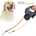Miniatyrbillede 3 af 5: Dobbelt optrækkelig hundesnor med to reb 3 m lang, 360° sammenfiltret dobbeltsnor til gåture med to hunde, maks. 50 lbs sort