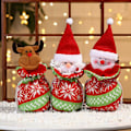 Miniatyrbilde 2 av 5: 3 stk julegodteripose strikket snøring Gaveposer Julenissen Snowman Gjenbrukbar pose Kaffebønneoppbevaringspose Eplepose