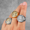 Miniatyrbillede 3 af 5: Tree Of Life Amulet Rustfrit Stål Herrer Ringe Simpel Elegant Charm Til Mandlige Kæreste Biker Smykker Kreativitet Gold