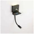 Miniatyrbillede 4 af 5: 3W "Slange" led væglampe + læselys med usb port | Sort - Sort