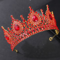 Miniatyrbillede 5 af 5: Legering Rhinestone Crown Point Diamond Halvcirkel pandebånd Bryllupstilbehør Red