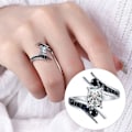 Miniatyrbild 2 av 5: Inlagd svart strass dekorativ damring Fint utförande Fyrkantig Cubic Zirconia Spiral Creative Ring Smycken Tillbehör US 10