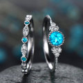 Miniatyrbilde 3 av 4: 2 stk/sett kvinner Cubic Zirconia Innlagt stablebar fingerring bryllupssmykker gave Blue US 8