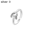 Miniatyrbillede 1 af 5: Mode Kvinder Simpel A til Z Engelsk Alfabet Bogstav Rhinestone Åben Ring smykker Silver D