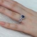 Miniatyrbilde 3 av 5: Kvinner Faux Sapphire Sølvbelagt Finger Ring Bride Bryllupssmykker Dekor Gift US 8