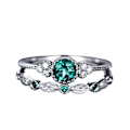 Miniatyrbillede 1 af 5: 2 stk/sæt Udsøgt glat overflade Bryllupsringe Legering Simple Cubic Zirconia Dameringe Charmsmykker Green US 11