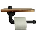 Pikkukuva 1 / 3: WC-rullan pidike Retro Design set , jossa on musta puinen tarjotin