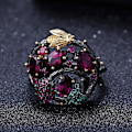 Miniatyrbillede 4 af 4: Gothic Faux Ruby Tree Branch Bee Kvinder Finger Ring Party Banket Smykker Gave US 7