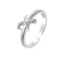 Miniatyrbillede 1 af 4: Mode Simple 26 Letter Rhinestone indlagt åbning Finger Ring Lady smykker gave Silver X
