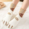 Miniatyrbillede 2 af 5: Kvinder Warm Funny Fluffy Cat Paw Soft Bed Slipper Socks Yellow Dot