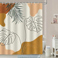 Miniatyrbillede 1 af 4: Minimalistisk Boho Tropical Leaves Badeforhæng 180 x 180 cm Badeforhæng Polyester Stof Meldug resistent Vandtæt