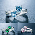 Miniatyrbillede 2 af 5: Kvinder Ring Dobbelt Hjerte Glitrende Cubic Zirconia Mode Udseende Fingerbånd til fest Multicolor US 9