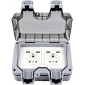 Miniatyrbilde 3 av 5: Ip66 dobbel stikkontakt med usb porter - Vanntett elektrisk vegguttak - Utendørs stikkontakt - Overflatemontering - Beskyttelseskontakt